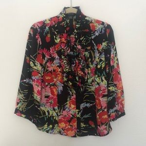 Spense ruffle front floral shirt